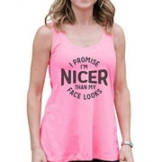 7 ate 9 Apparel Women's Nicer Than Face Looks Funny Tank Top Pink