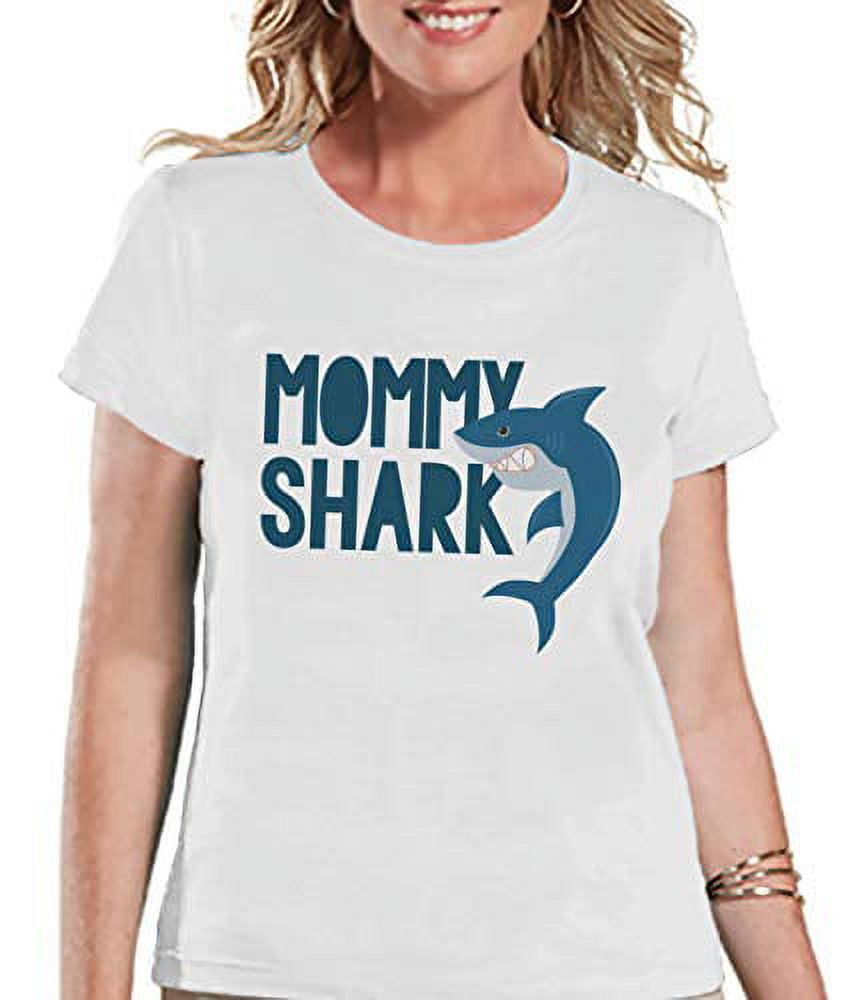 7 ate 9 Apparel Womens Mommy Shark T Shirt White Walmart