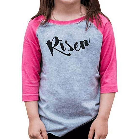 7 ate 9 Apparel Youth Risen Happy Easter Pink Raglan