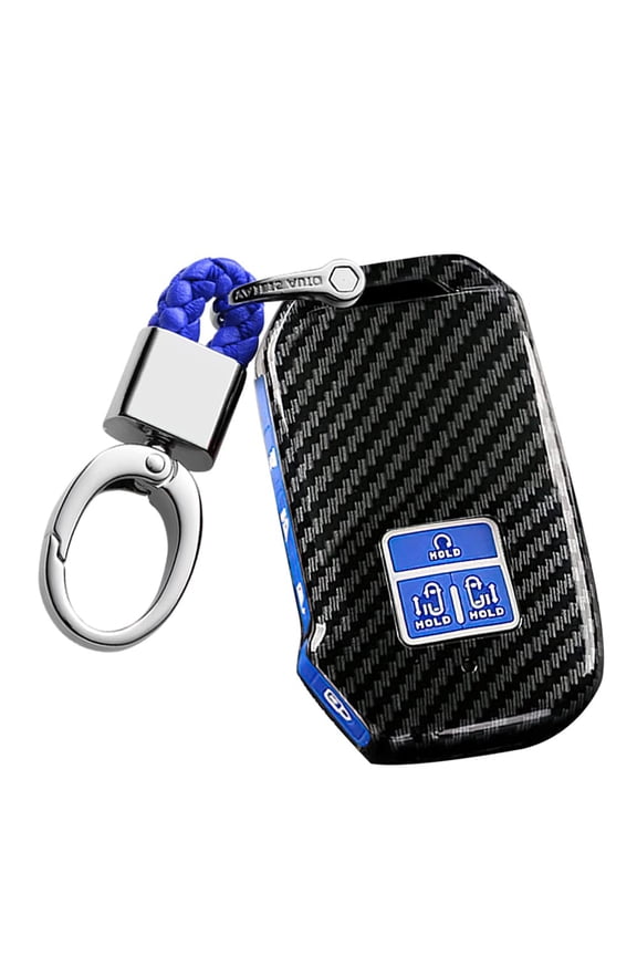 7-button Key Fob Cover with Keychain Carbon Pattern Key Shell Fit for Kia Carnival 2021 2022 KA4 EX SX LX Fiesta 2023