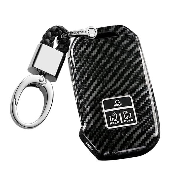 7-button Key Fob Cover with Keychain Carbon Pattern Key Shell Fit for Kia Carnival 2021 2022 KA4 EX SX LX Fiesta 2023