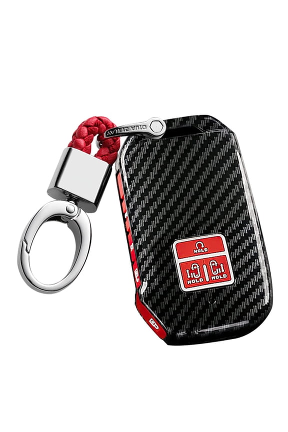 7-button Key Fob Cover with Keychain Carbon Pattern Key Shell Fit for Kia Carnival 2021 2022 KA4 EX SX LX Fiesta 2023