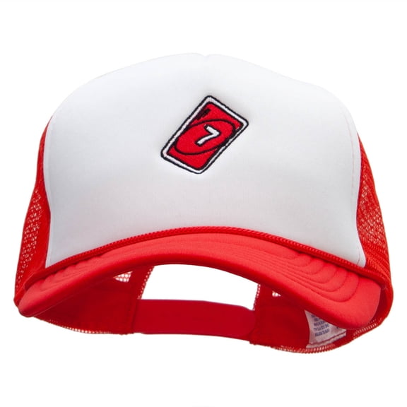 7 card Embroidered Summer Foam Mesh Trucker Cap - Red OSFM