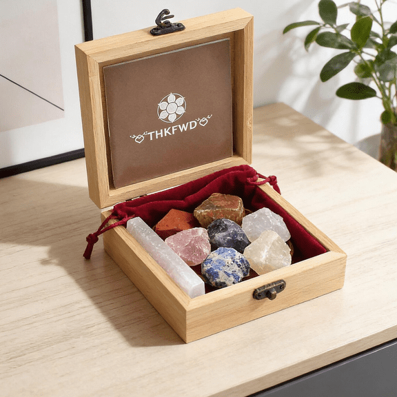 7 chakra natural crystal and healing stone set, arsenite charging plate and guide, spiritual meditation yoga set suitable for beginners, women's birthday gift