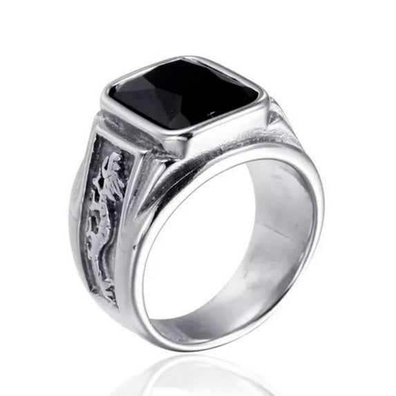 7-color Stones Engagement 17mm Rings 316L Stainless Steel Men's Silver Size 7-13