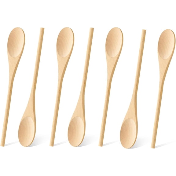 7 count 10Inch Maple Wooden Spoons for Cooking, Heat Resistant Non-Scratch Mixing & Soup Utensils, Material, Safe for Cookware, Ideal for Kitchen
