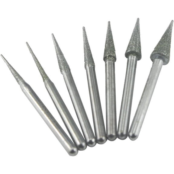 7 count Burr Sets,1/8'' Shank Long Cone Shape Mounted Stone Carving Taper Burr for Dremel Rotary Tool,Hand Drill (D Type)