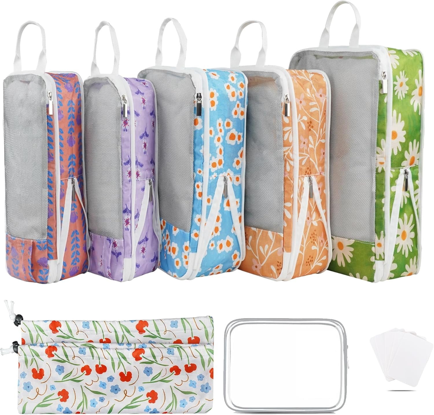 7 count Compression Packing Cubes for Travel Luggage, Lightweight Suitcase Organizer Bags Set, Compression Packaging Cube for Travel Essentials, Packing Cubes for Carry  Suitcase