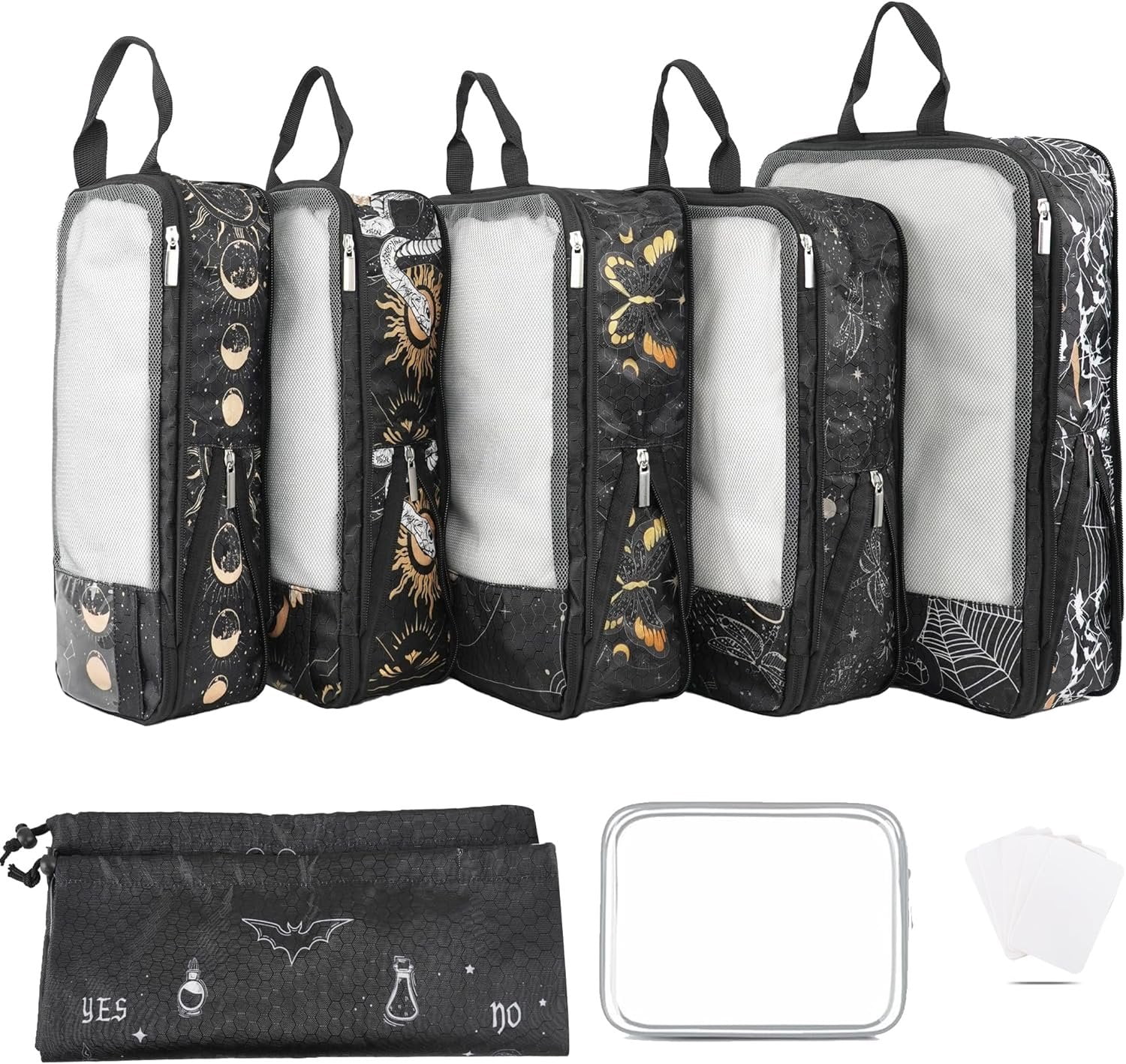 7 count Compression Packing Cubes for Travel Luggage, Lightweight Suitcase Organizer Bags Set, Compression Packaging Cube for Travel Essentials, Packing Cubes for Carry  Suitcase