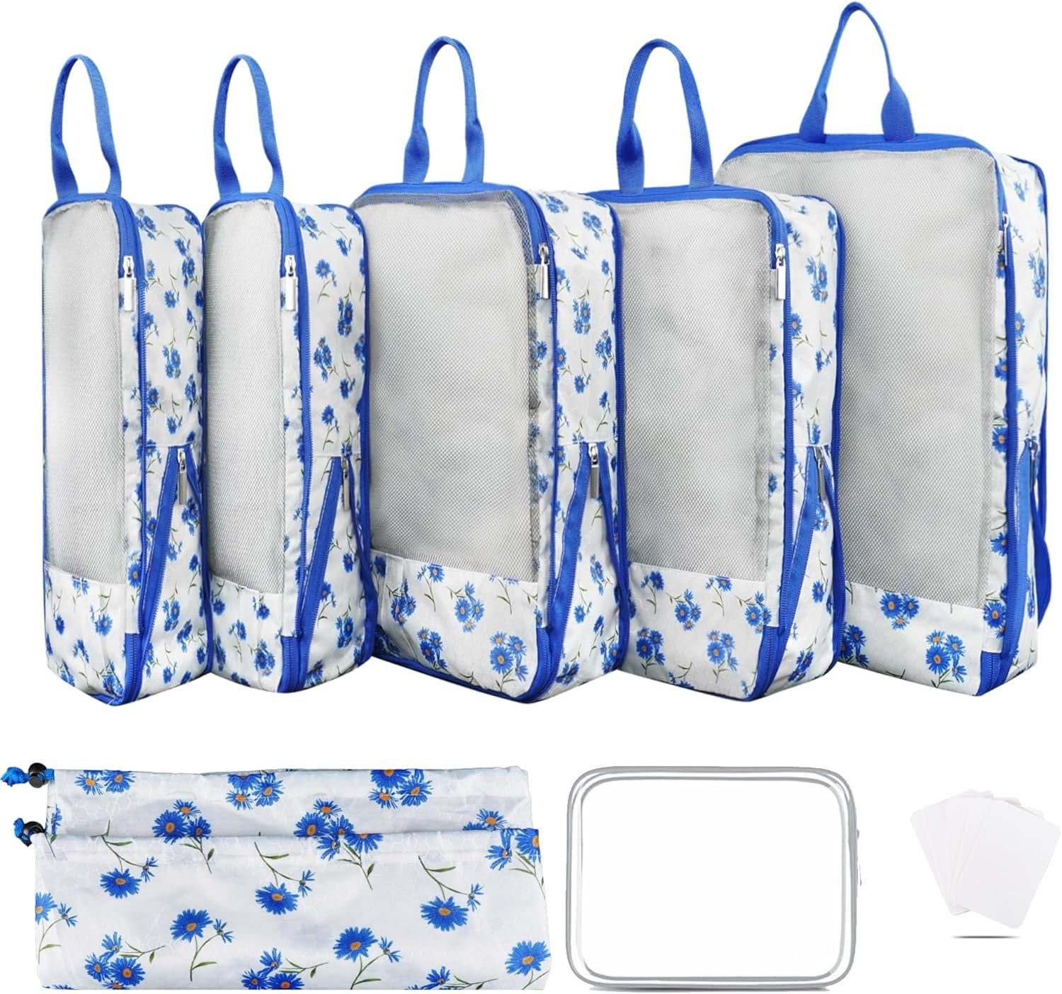 7 count Compression Packing Cubes for Travel Luggage, Lightweight Suitcase Organizer Bags Set, Compression Packaging Cube for Travel Essentials, Packing Cubes for Carry  Suitcase