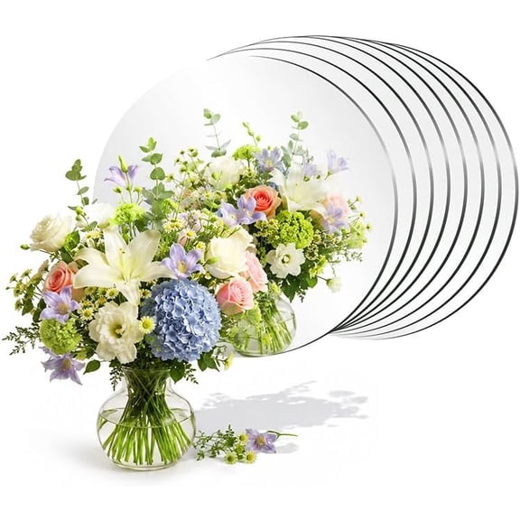 7 count Round Mirrors for Centerpieces, 8 Inch 2mm Mirrors Plate Circle Mirror Candles Trays for Wedding Table Centerpieces Birthday Decorations, Crafts, Wall Decor
