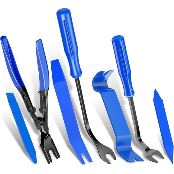 7 count Trim Kit with Tool and Fastener Clip Pilers Remover Tools for Upholstery Door Panel Detachment, Dashboard, Automotive Fasteners Remover