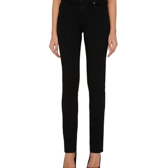 7 For All ManKind Womens Kimmie Mid Rise Straight Leg Jeans, Black, 26
