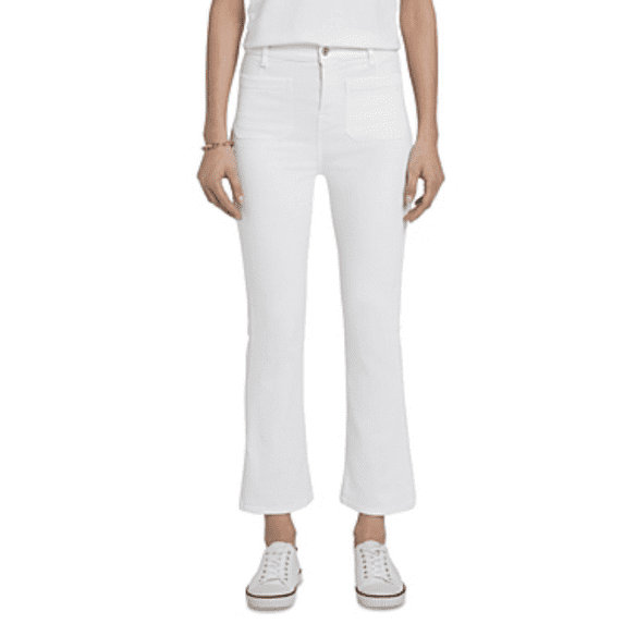 7 For All Mankind womens High-Waist Love Again Slim Kick Flare Jean, 29, White