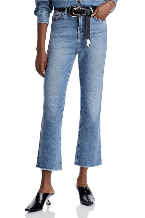 Luxe Vintage High Rise Cropped Kick Flare Jeans in Be My Baby