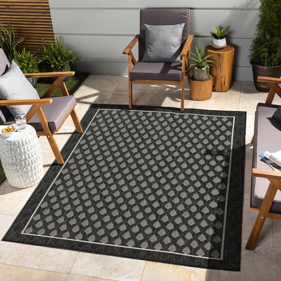 7 ft. 10 in. x 10 ft. 3 in., Anthracite - Stain resistant & weather - resistant - Indoor & outdoor living spaces - Elegant and easy - to - clean area rug