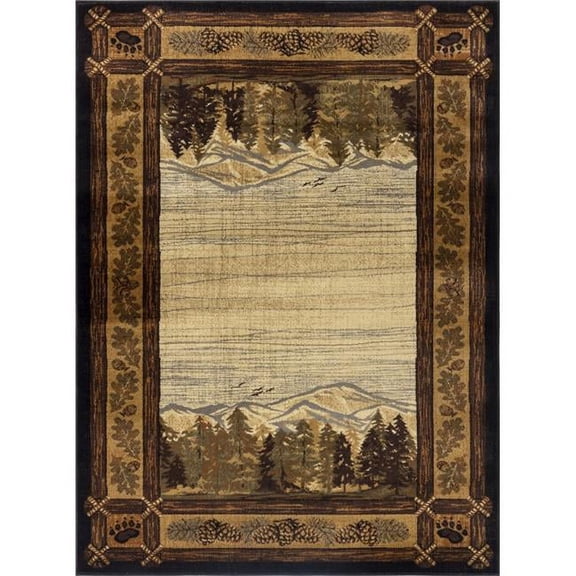 7 ft. 10 in. x 10 ft. 3 in. Cabin Life Lodge Machine Made Rectangle Rug, Black