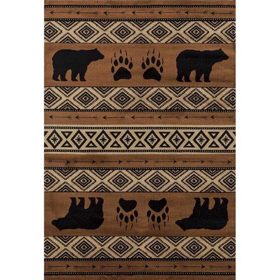 7 ft. 10 in. x 10 ft. 6 in. Woodside Bear Imprint Oversize Rug, Brown