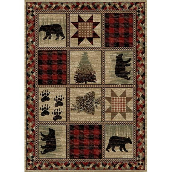 7 ft. 10 in. x 9 ft. 10 in. Hollow Point Rectangle Area Rug - Red