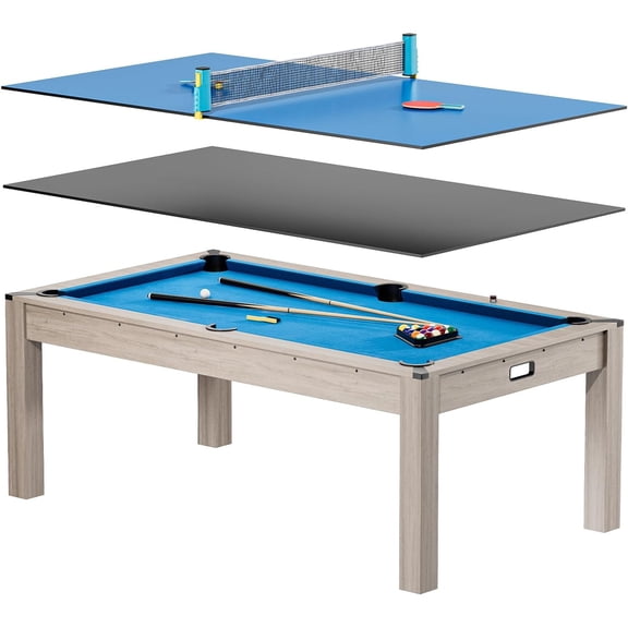 7 ft 3-in-1 Pool Table Combo – Dining, Table Tennis & Billiards Set with Full Accessories