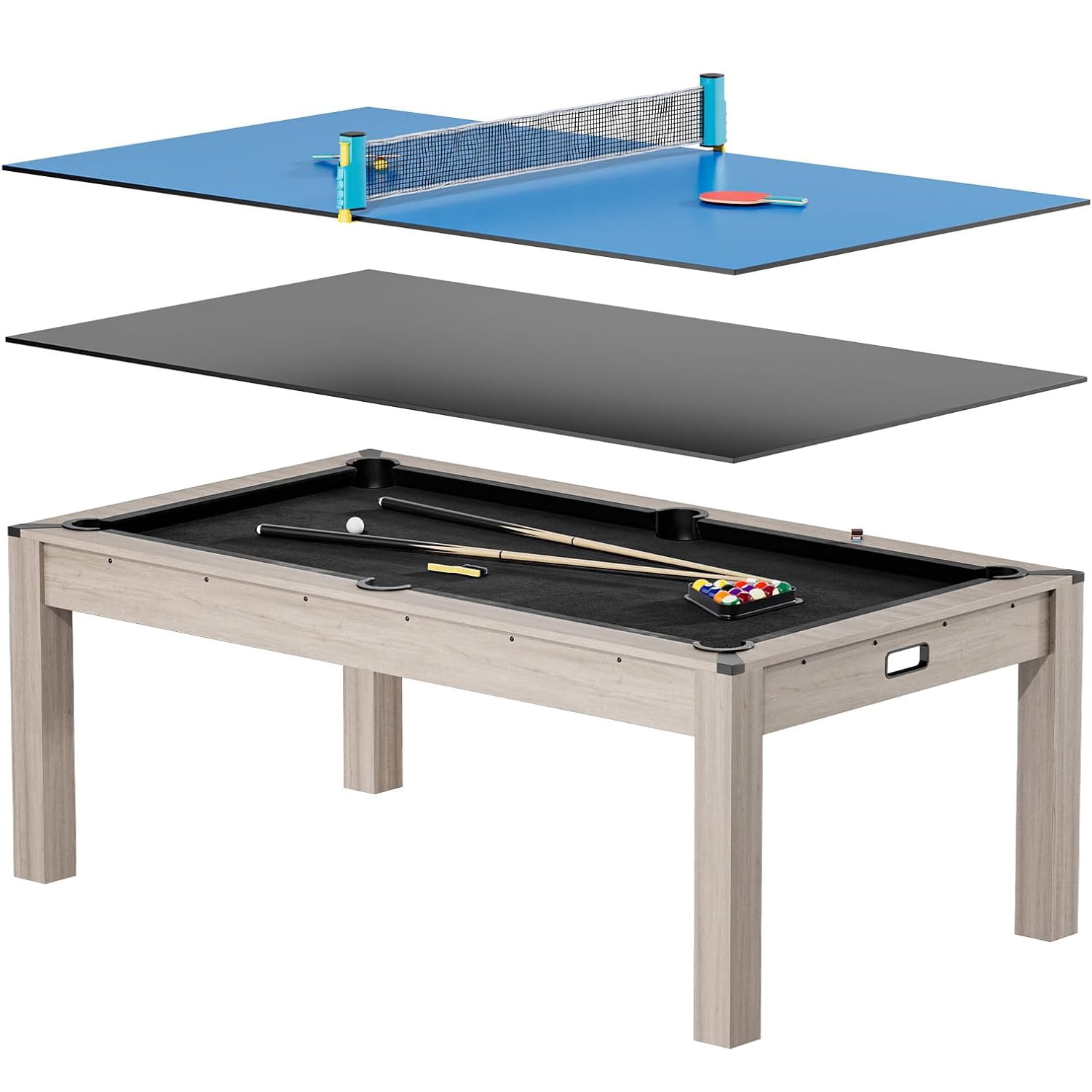 7 ft 3-in-1 Pool Table Combo – Dining, Table Tennis & Billiards Set ...