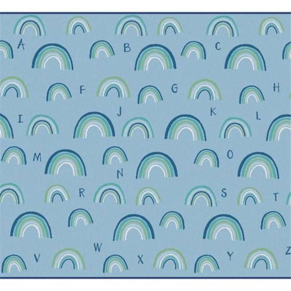 7 ft. 6 in. x 12 ft. Rectangle Kidsoft Rainbows Literacy - Blue