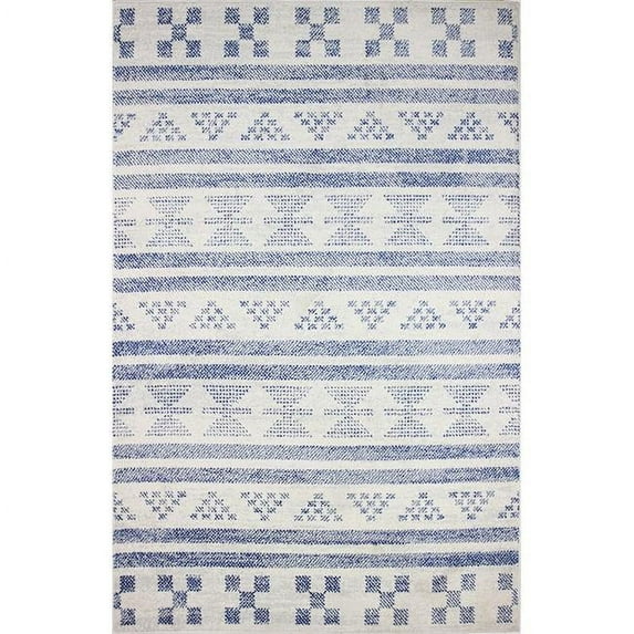 7 ft. 6 in. x 9 ft. 6 in. Mayfair Collection Transitional Polypropylene Power Loom Area Rug, Ivy & Blue