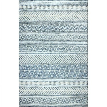 7 ft. 6 in. x 9 ft. 6 in. Valencia Collection Transitional 100 Percent Wool Hand Tufted Area Rug, Denim