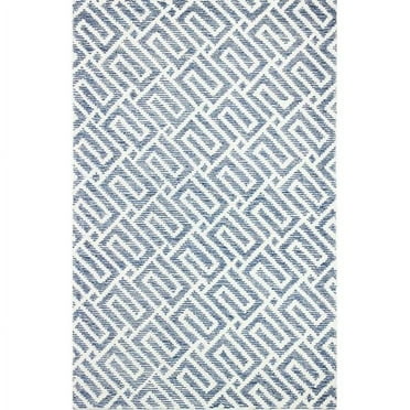 7 ft. 6 in. x 9 ft. 6 in. Venezia Collection Transitional 100 Percent Wool Hand Tufted Area Rug, Ivy & Blue