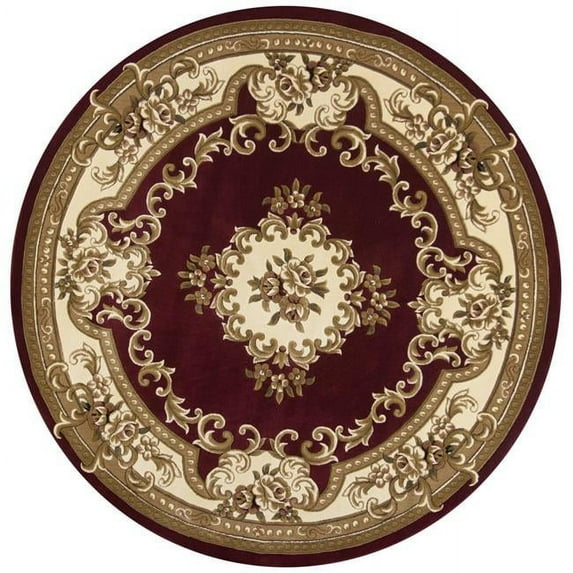 7 ft. 7 in. Round Polypropylene Red & Ivory Area Rug - Red & Ivory - 7 ft. 7 in.