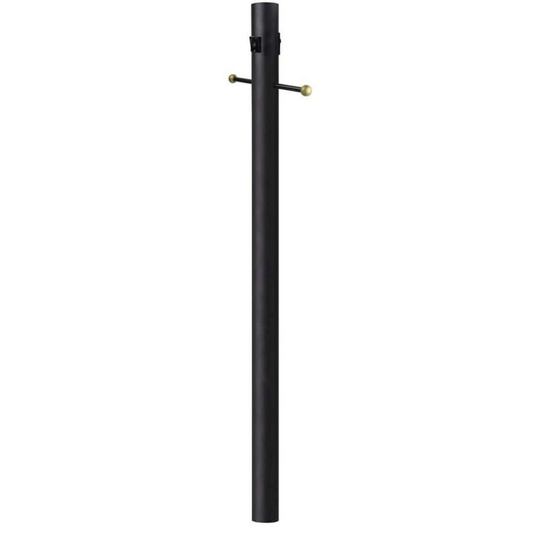 7 ft. Black Outdoor Lamp Post, Traditional In Ground Light Pole with Cross Arm and Grounded Convenience Outlet 7 ft. Black Outdoor Lamp Post, Traditional In Ground Light Pole with Cross Arm and Grounded Convenience Outlet