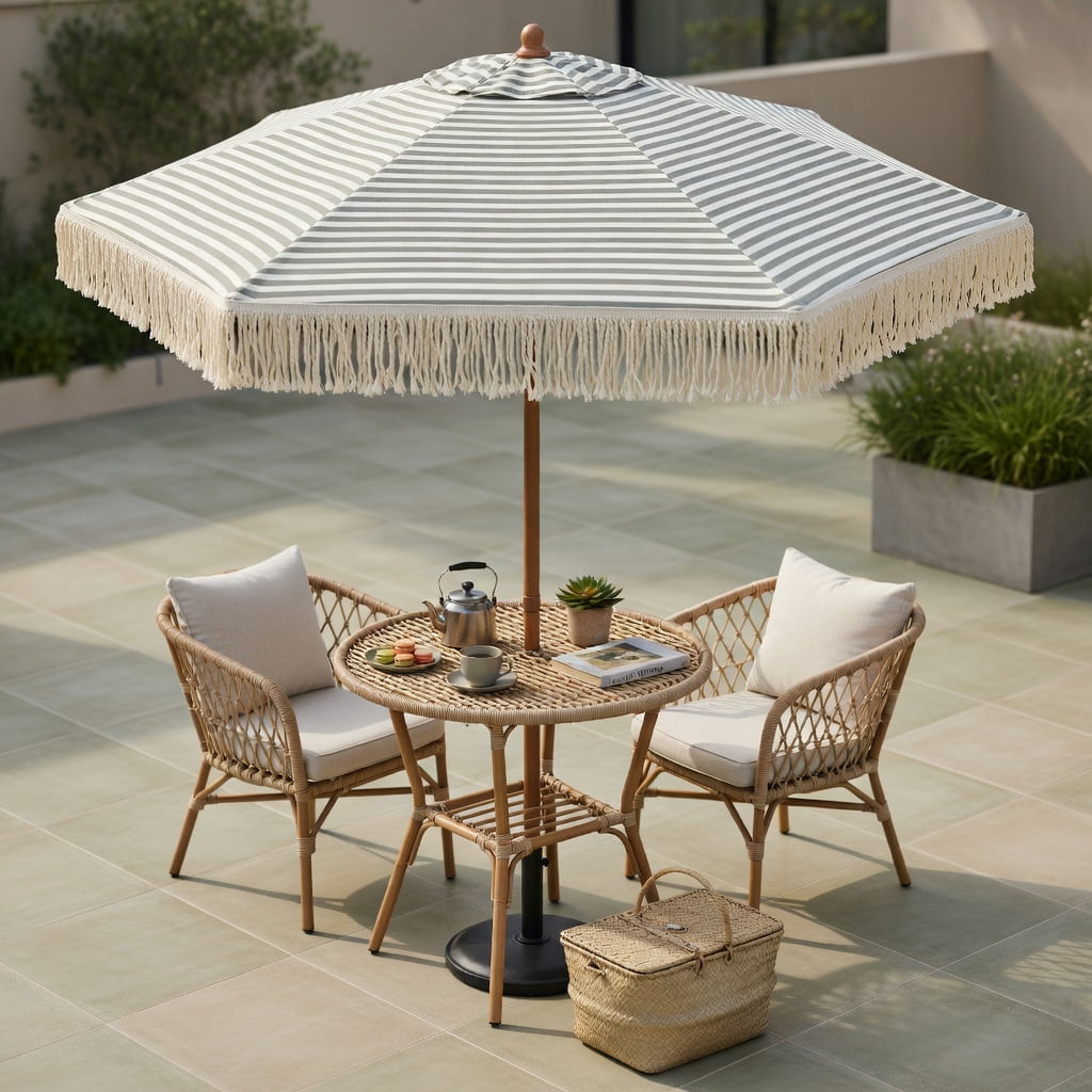 7' striped patio umbrella Blissun 9' Outdoor Umbrella, Patio Umbrella, Outdoor Table Umbrella, Market with 8 Sturdy Ribs, Push Button Tilt and Crank (Black & White Stripe) : Patio, Lawn & Garden BND050316 From California Umbrella 7 ft Boho Patio Umbrella