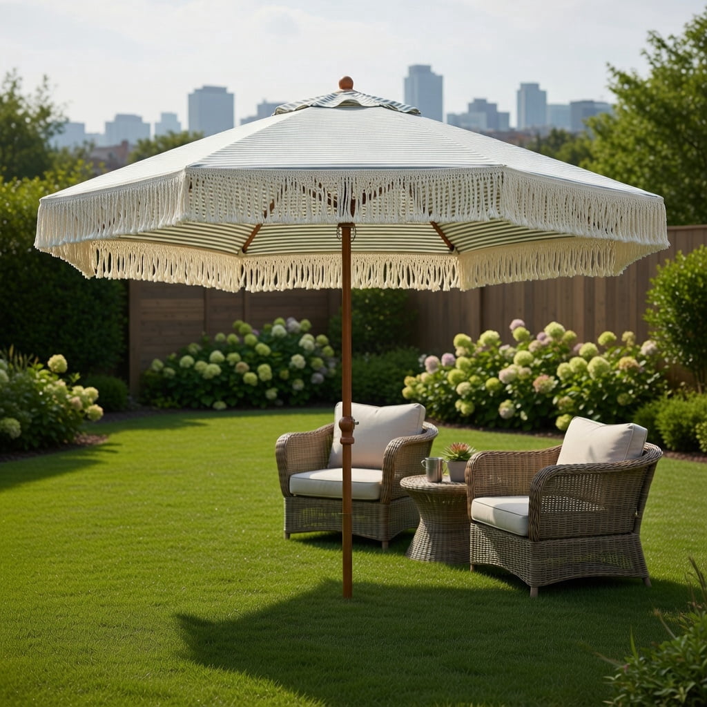 allen roth teal green stripe market 9 ft patio umbrella allen + roth 9-ft Blue Auto-tilt Market Patio Umbrella at Lowes.com