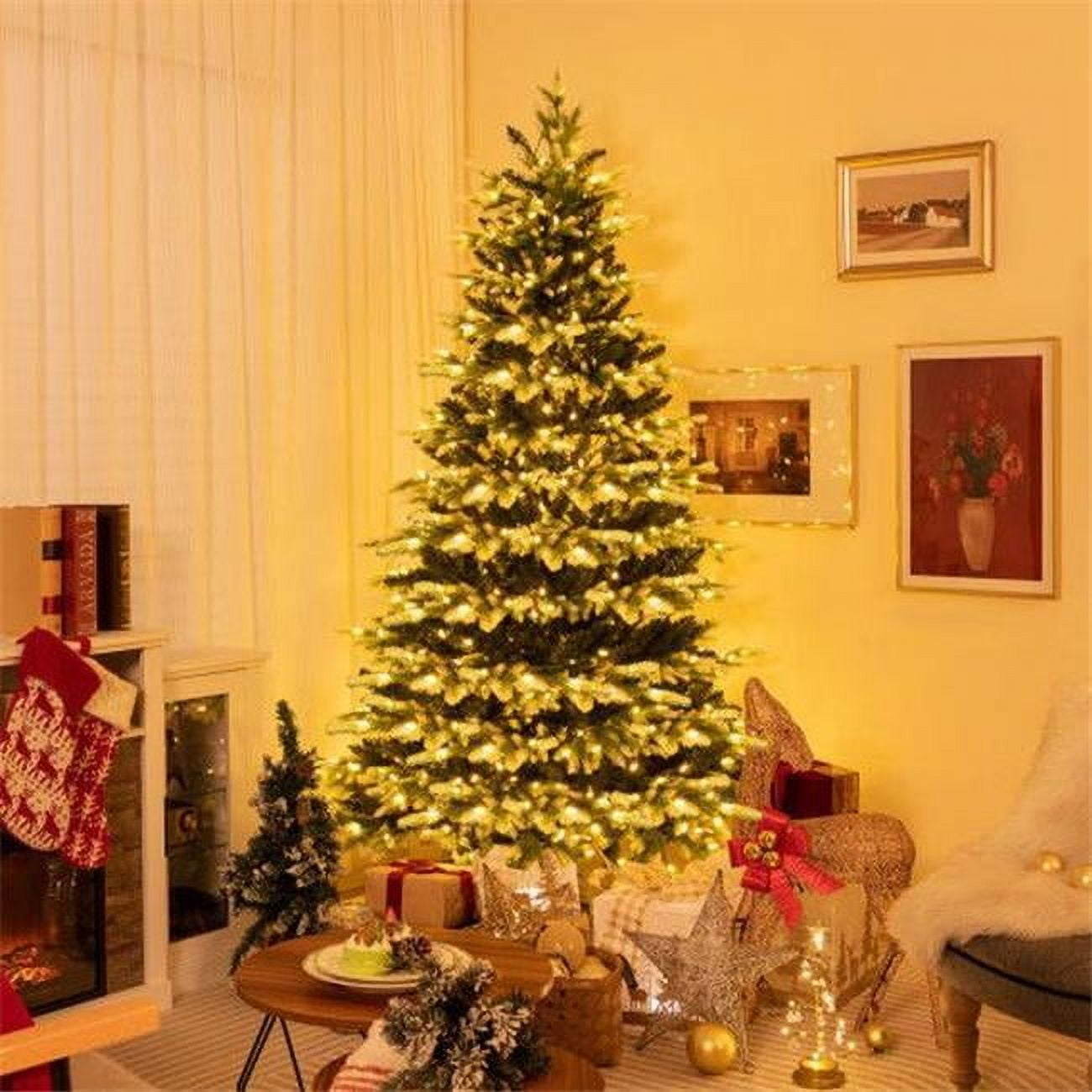7 ft Green and White Christmas Tree with LED Lights and Remote