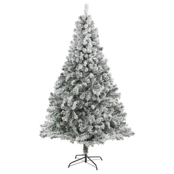 7 ft. Flocked Rock Springs Spruce Artificial Christmas Tree with 800 Bendable Branches
