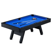 7 ft Pool Tables with Wood Finish,Complete Billiard Set with 2 Cues, Balls, Triangle, Chalk & Brush,Modern Billiards Table for Adults & Family