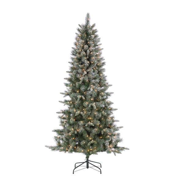 7 ft. Pre Lit Clear Incandescent Natural Cut Lightly Flocked Artic Pine