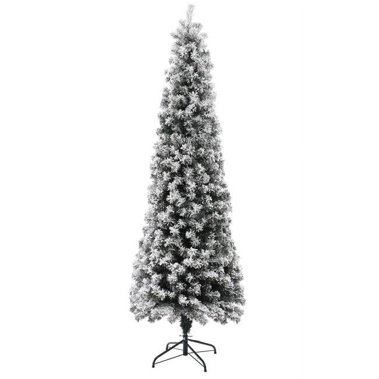 7 ft. PreLit LED Artificial Flocked Slim Fir Christmas Tree