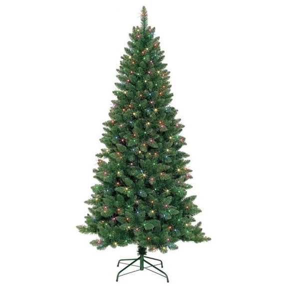 7 ft. Slim Pre-Lit Artificial Christmas Tree with Metal Stand