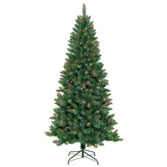 7 ft. Slim Pre-Lit Artificial Christmas Tree with Metal Stand