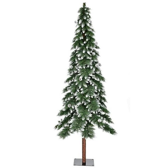 7 ft. Snow-Tipped Alpine Trees with Pinecones, Green