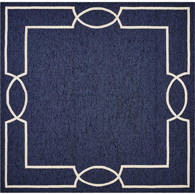 Handmade 7 ft Square Blue Synthetic Stain-Resistant Rug