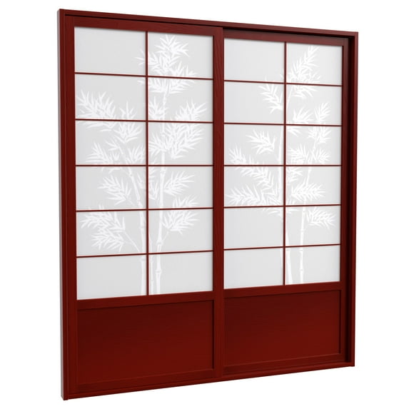 7 ft. Tall Bamboo Tree Shoji Sliding Door Kit - Rosewood