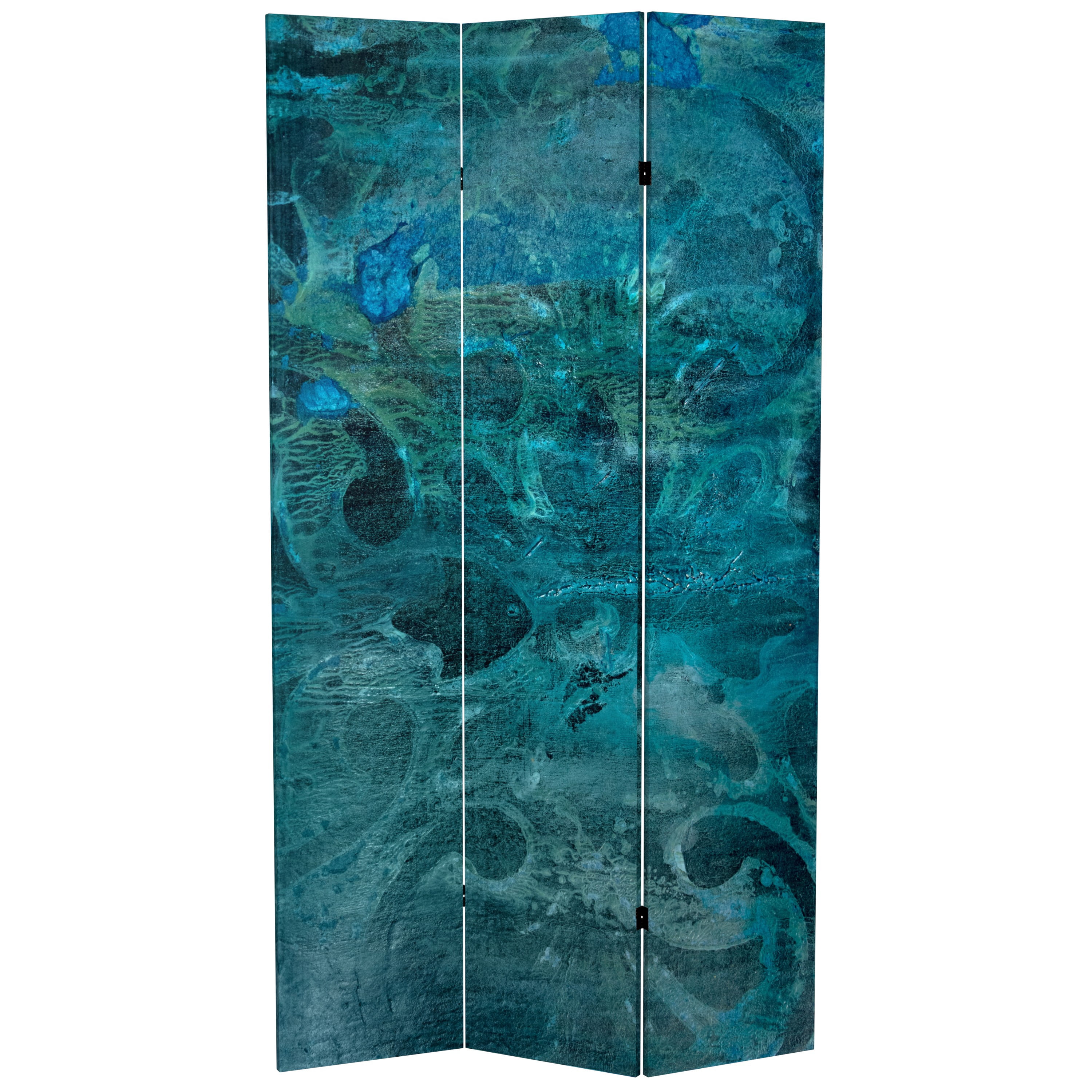 7 ft. Tall Double Sided Deep Blue Sea Canvas Room Divider
