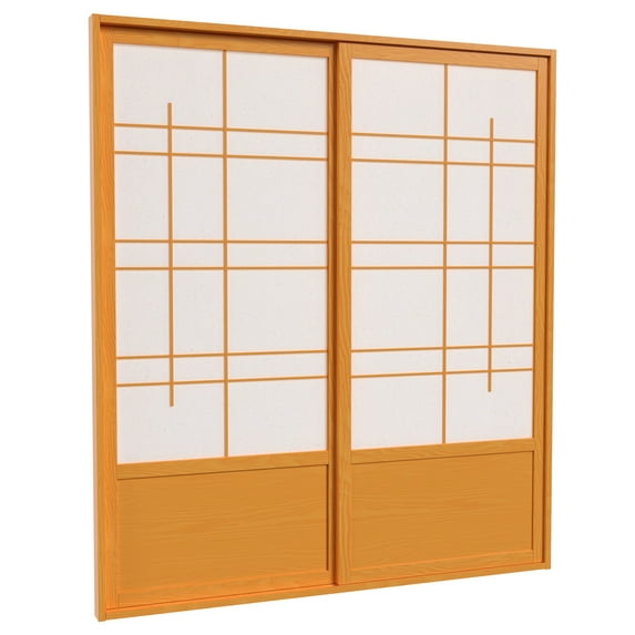 Red Lantern 7 ft. Tall Eudes Shoji Sliding Door Kit (Double - Sided) - Honey