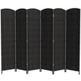 thumbnail image 1 of 7 ft. Tall Rattan Fiber Diamond Weave Privacy Screen Room Divider - Black - 6 Panels, 1 of 6