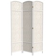thumbnail image 1 of 7 ft. Tall Rattan Fiber Diamond Weave Privacy Screen Room Divider - White - 3 Panels, 1 of 6