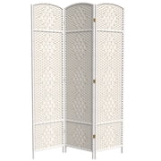 7 ft. Tall Rattan Fiber Diamond Weave Privacy Screen Room Divider - White - 3 Panels
