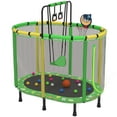 thumbnail image 1 of 60" Trampoline for Kids Age3-12 with Basketball Hoop, SHINPT Recreational Trampolines with Safety Enclosure Net, Mini Outdoor Trampoline with Swing, Easy Assembly, Outdoor, Indoor, 1 of 8
