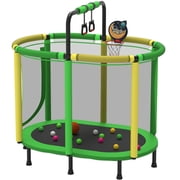 60 Trampoline for Kids with Basketball Hoop, SHINPT Recreational Trampolines with Safety Enclosure Net, Mini Outdoor Trampoline with Adjustable Gymnastics Bar, Easy Assembly, Outdoor, Indoor